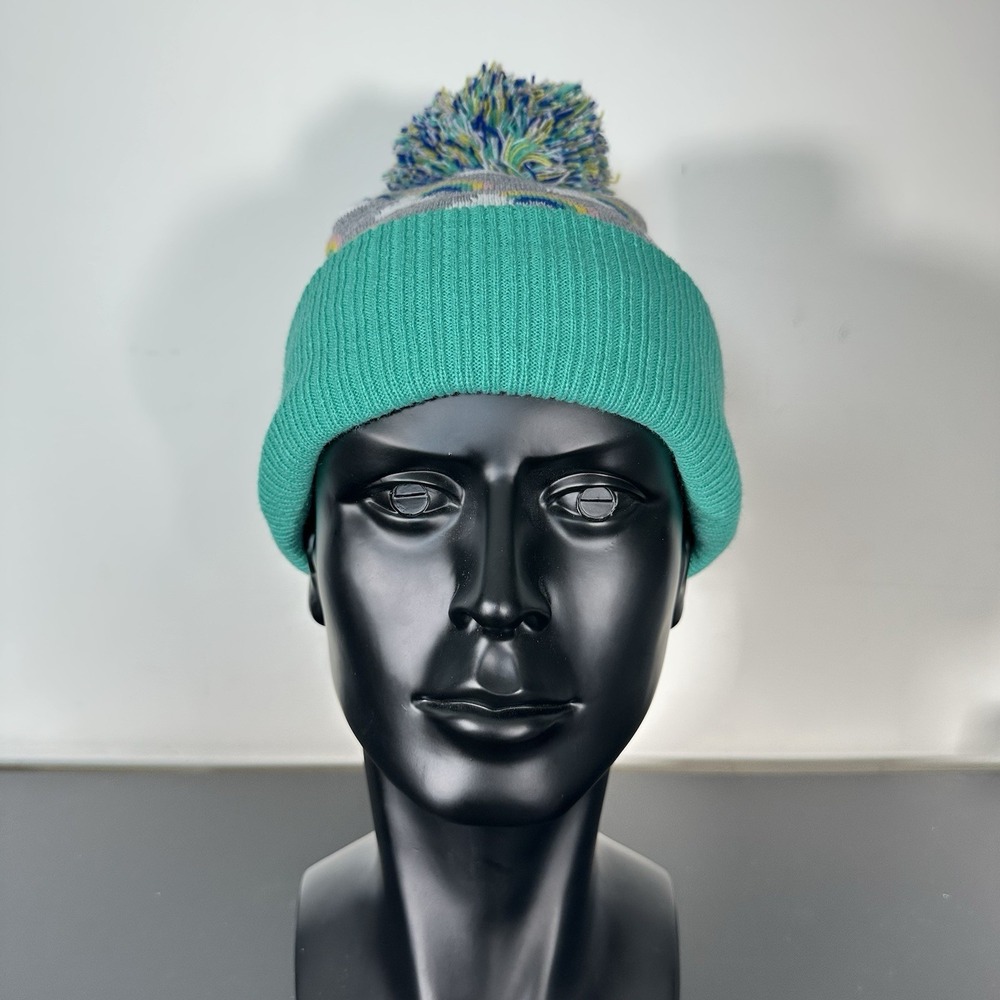 Tucker + Tate Rainbow Cloud Beanie Hat‎ Pom Pom Mint Green Gray One Size Kidcore